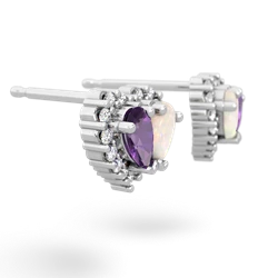Amethyst Halo 14K White Gold earrings E7008