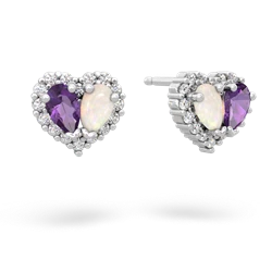 Amethyst Halo 14K White Gold earrings E7008