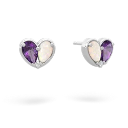 Amethyst 'Our Heart' 14K White Gold earrings E5072