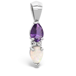 Amethyst Bowtie Drop 14K White Gold pendant P0865