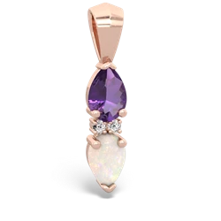 Amethyst Bowtie Drop 14K Rose Gold pendant P0865