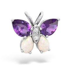 Amethyst Butterfly 14K White Gold pendant P2215