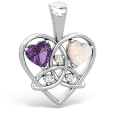 Amethyst Celtic Trinity Heart 14K White Gold pendant P5331