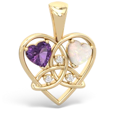 Amethyst Celtic Trinity Heart 14K Yellow Gold pendant P5331