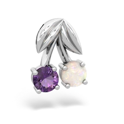 Amethyst Sweet Cherries 14K White Gold pendant P7001