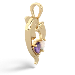 Amethyst Dolphin Heart 14K Yellow Gold pendant P5820