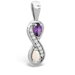 Amethyst Diamond Infinity 14K White Gold pendant P5390