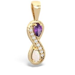 Amethyst Diamond Infinity 14K Yellow Gold pendant P5390