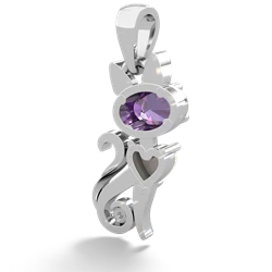 Amethyst Kitten 14K White Gold pendant P5780