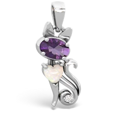 Amethyst Kitten 14K White Gold pendant P5780