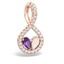 Amethyst Pave Twist 'One Heart' 14K Rose Gold pendant P5360