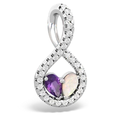 Amethyst Pave Twist 'One Heart' 14K White Gold pendant P5360