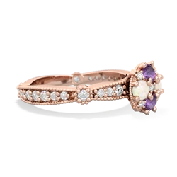 Amethyst Sparkling Tiara Cluster 14K Rose Gold ring R26293RD