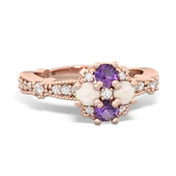 Amethyst Sparkling Tiara Cluster 14K Rose Gold ring R26293RD