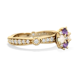 Amethyst Sparkling Tiara Cluster 14K Yellow Gold ring R26293RD