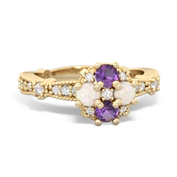 Amethyst Sparkling Tiara Cluster 14K Yellow Gold ring R26293RD