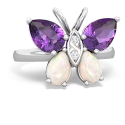 Amethyst Butterfly 14K White Gold ring R2215