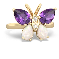 Amethyst Butterfly 14K Yellow Gold ring R2215