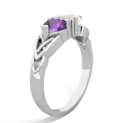 Amethyst Celtic Knot Double Heart 14K White Gold ring R5040