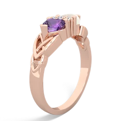 Amethyst Celtic Knot Double Heart 14K Rose Gold ring R5040