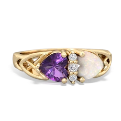 Amethyst Celtic Knot Double Heart 14K Yellow Gold ring R5040