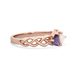 Amethyst Heart To Heart Braid 14K Rose Gold ring R5870