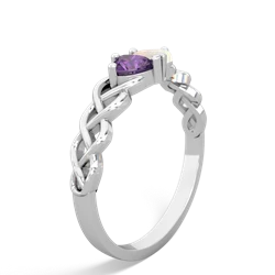 Amethyst Heart To Heart Braid 14K White Gold ring R5870