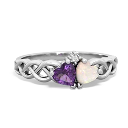 Amethyst Heart To Heart Braid 14K White Gold ring R5870