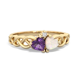 Amethyst Heart To Heart Braid 14K Yellow Gold ring R5870