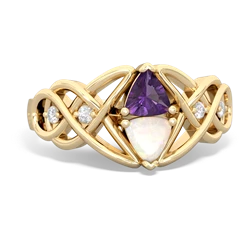 Amethyst Keepsake Celtic Knot 14K Yellow Gold ring R5300