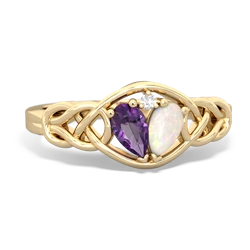 Amethyst Celtic Love Knot 14K Yellow Gold ring R5420