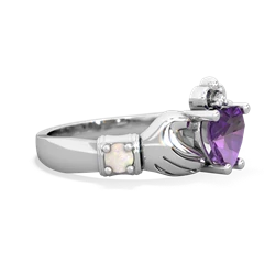 Amethyst Claddagh Keepsake 14K White Gold ring R5245