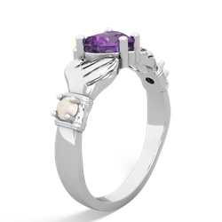 Amethyst Claddagh Keepsake 14K White Gold ring R5245