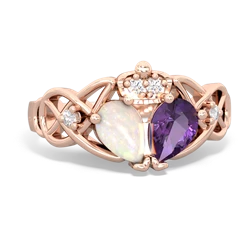 Amethyst 'One Heart' Celtic Knot Claddagh 14K Rose Gold ring R5322