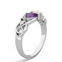 Amethyst 'One Heart' Celtic Knot Claddagh 14K White Gold ring R5322