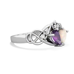 Amethyst 'One Heart' Celtic Knot Claddagh 14K White Gold ring R5322