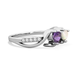 Amethyst Side By Side 14K White Gold ring R3090