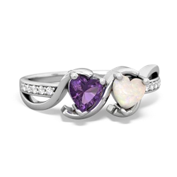 Amethyst Side By Side 14K White Gold ring R3090