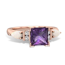 Amethyst 6Mm Princess Eternal Embrace Engagement 14K Rose Gold ring C2002