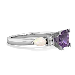 Amethyst 6Mm Princess Eternal Embrace Engagement 14K White Gold ring C2002