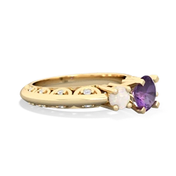 Amethyst Art Deco Eternal Embrace Engagement 14K Yellow Gold ring C2003