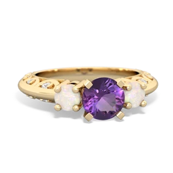 Amethyst Art Deco Eternal Embrace Engagement 14K Yellow Gold ring C2003