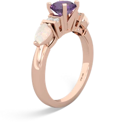 Amethyst 6Mm Round Eternal Embrace Engagement 14K Rose Gold ring R2005