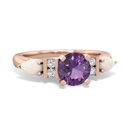 Amethyst 6Mm Round Eternal Embrace Engagement 14K Rose Gold ring R2005