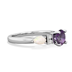 Amethyst 6Mm Round Eternal Embrace Engagement 14K White Gold ring R2005