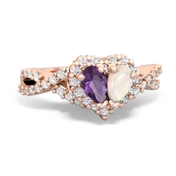 Amethyst Diamond Twist 'One Heart' 14K Rose Gold ring R2640HRT