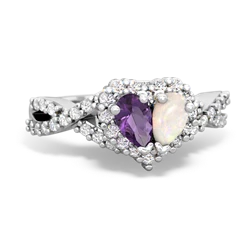 Amethyst Diamond Twist 'One Heart' 14K White Gold ring R2640HRT