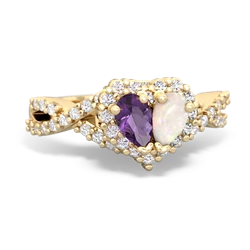 Amethyst Diamond Twist 'One Heart' 14K Yellow Gold ring R2640HRT