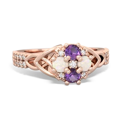 Amethyst Celtic Knot Cluster Engagement 14K Rose Gold ring R26443RD