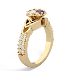 Amethyst Celtic Knot Cluster Engagement 14K Yellow Gold ring R26443RD